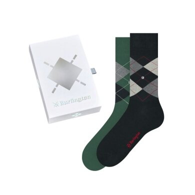 Burlington Daily Sock Crew Basic 2-Pack Gift Box black/green Men - 2 Pairs