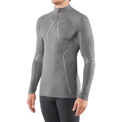 Falke Long Sleeve Wool Tech Half-Zip (Merino Wool) Underwear Grey Men