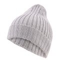 Falke Knit Hat (Beanie) Unisex - Merino Wool, Ribbed Structure, Foldover - light grey - 1 piece