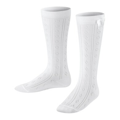 Falke Knee Socks Ajour (made of cotton, Ajour pattern) white girls - 1 pair