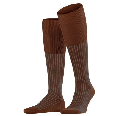 Falke Day Sock Oxford Stripe Knee Socks (Business Knee Sock, fine mesh pattern) brown men - 1 pair