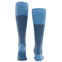 Falke Day Sock Oxford Stripe Knee Socks (Business Knee Sock, fine mesh pattern) blue Men - 1 Pair