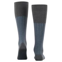 Falke Knee Socks Shadow (Business Sock, Cotton) anthracite grey/blue Men - 1 Pair