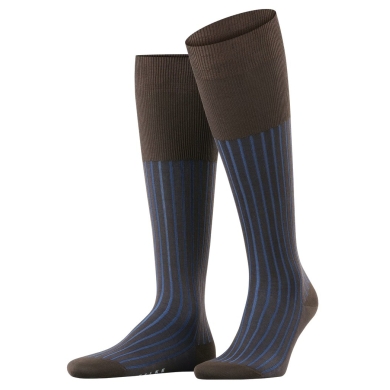 Falke Knee Socks Shadow (Business Socks, Cotton) Dark Brown/Blue Men - 1 Pair