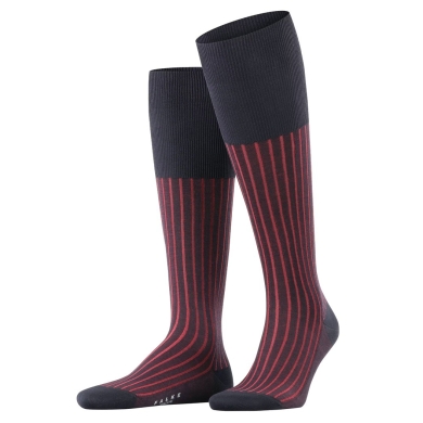 Falke Knee Socks Shadow (Business Sock, Cotton) dark navy/red Men - 1 Pair