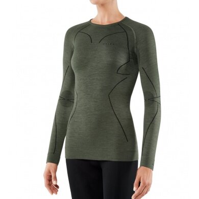 Falke Long Sleeve Wool Tech (Merino Wool) Underwear Olive Green Women