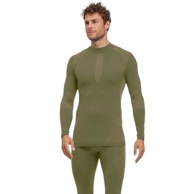 Falke Functional Underwear Long Sleeve Shirt Warm with Collar (Perfect Moisture and Temperature Regulation) Herb Green Men's