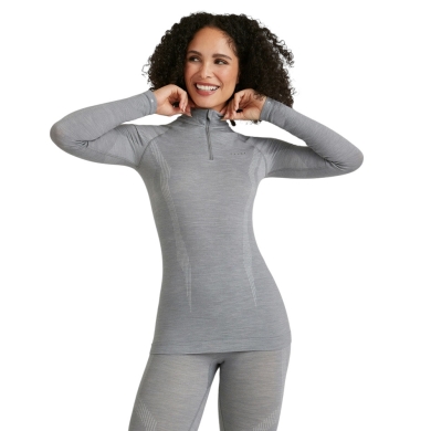 Falke Functional Underwear Long Sleeve Shirt Wool-Tech Half-Zip (excellent moisture management) grey Ladies