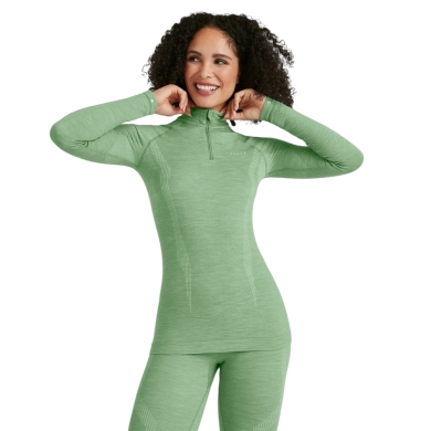 Falke Functional Underwear Long Sleeve Shirt Wool-Tech Half-Zip (excellent moisture management) green Ladies