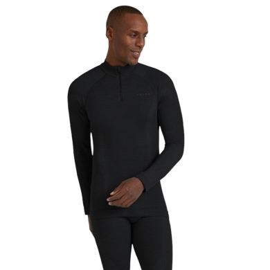 Falke Functional underwear long-sleeve shirt Wool-Tech half-zip (excellent moisture management) black Men's