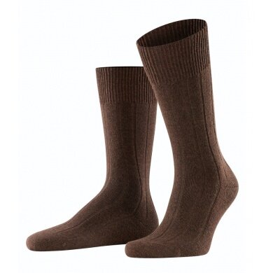 Falke Day Sock Crew Lhasa Rib (climate-regulating merino wool, soft cashmere) dark brown Men - 1 Pair