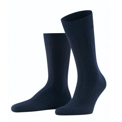 Falke Day Sock Crew Lhasa Rib (climate-regulating merino wool, soft cashmere) navy blue Men - 1 Pair