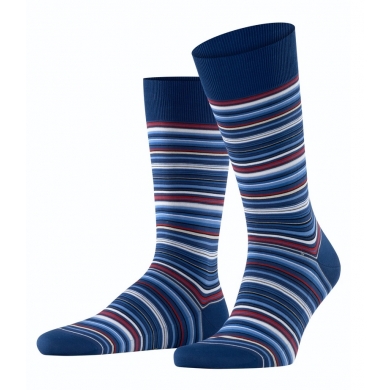 Falke Day Sock Crew Microblock (stylish elegant look, cotton) royal blue/multicoloured Men - 1 Pair