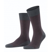 Falke Day Sock Crew Oxford Stripe (Business Sock with Jacquard Pattern) anthracite/red Men - 1 Pair