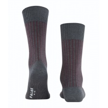 Falke Day Sock Crew Oxford Stripe (Business Sock with Jacquard Pattern) anthracite/red Men - 1 Pair