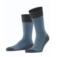 Falke Daily Sock Crew Oxford Stripe (Business Sock with Jacquard Pattern) anthracite/blue Men - 1 Pair