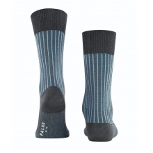 Falke Daily Sock Crew Oxford Stripe (Business Sock with Jacquard Pattern) anthracite/blue Men - 1 Pair