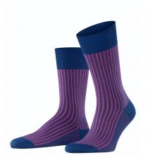 Falke Day Sock Crew Oxford Stripe (Business Sock with Jacquard Pattern) royal blue Men - 1 Pair