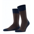 Falke Day Sock Crew Oxford Stripe (Business Sock with Jacquard Pattern) dark blue/brown Men - 1 Pair