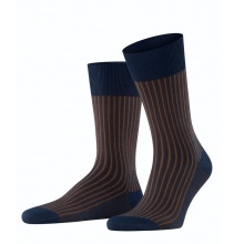 Falke Day Sock Crew Oxford Stripe (Business Sock with Jacquard Pattern) dark blue/brown Men - 1 Pair