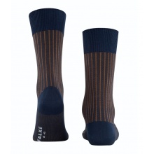 Falke Day Sock Crew Oxford Stripe (Business Sock with Jacquard Pattern) dark blue/brown Men - 1 Pair