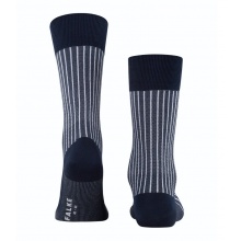 Falke Day Sock Crew Oxford Stripe (Business Sock with Jacquard Pattern) Atlantic Blue Men - 1 Pair