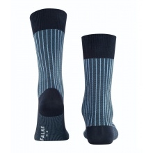 Falke Day Sock Crew Oxford Stripe (Business Sock with Jacquard Pattern) Navy Blue Men - 1 Pair