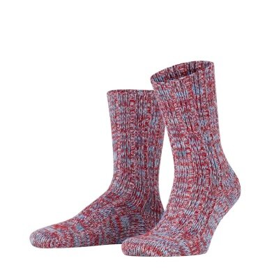 Falke Day Sock Brooklyn Crew (Boot Sock, Chunky Knit Look) White Red Men - 1 Pair