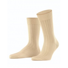 Falke Day Sock Crew Milano (elegant ribbed structure, cotton) sand brown Men - 1 Pair