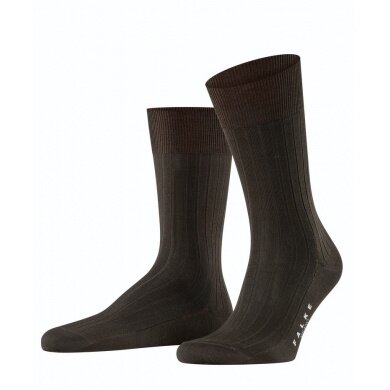 Falke Day Sock Crew Milano (elegant ribbed structure, cotton) dark brown Men - 1 Pair