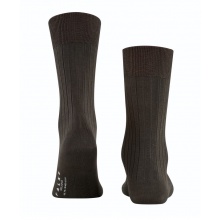 Falke Day Sock Crew Milano (elegant ribbed structure, cotton) dark brown Men - 1 Pair