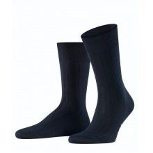 Falke Daily Sock Crew Milano (elegant ribbed structure, cotton) dark blue Men - 1 pair