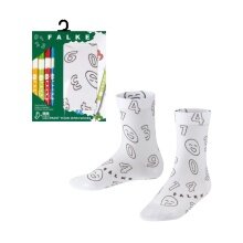 Falke Day Sock Number Paint Set (4 textile pens and 1 pair of FALKE children's socks) white Children - 1 pair