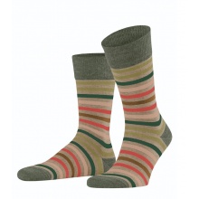 Falke Day Sock Crew Tinted Stripe (Stripe Design, Optimal Durability) Sesame Green Men - 1 Pair