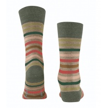 Falke Day Sock Crew Tinted Stripe (Stripe Design, Optimal Durability) Sesame Green Men - 1 Pair