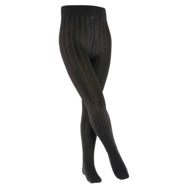 Falke Tights Classic Rib (Ribbed Structure, Sustainable Cotton) Black Children