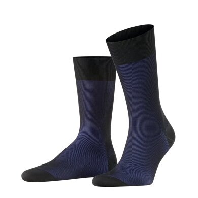 Falke Day Sock Crew Fine Shadow (elegant Business Sock) Blue Black Men - 1 Pair