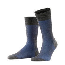 Falke Day Sock Crew Fine Shadow (elegant Business Sock) dark blue/grey Men - 1 Pair