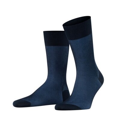 Falke Day Sock Crew Fine Shadow (elegant Business Sock) navy blue Men - 1 Pair