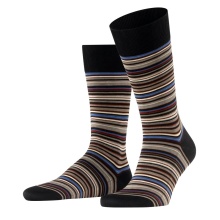 Falke Day Sock Crew Microblock (stylish elegant look, cotton) black/multicoloured Men - 1 Pair