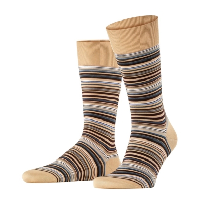 Falke Day Sock Crew Microblock (stylish elegant look, cotton) brown/multicoloured Men - 1 Pair