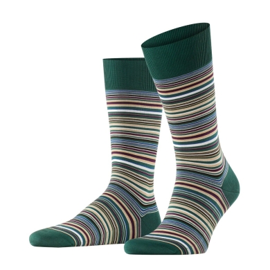 Falke Day Sock Crew Microblock (stylish elegant look, cotton) hunter green/multicoloured Men - 1 Pair