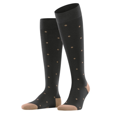 Falke Daily Sock Dot Knee High Socks (Business Knee Sock, Soft Cotton) Dark Brown Men - 1 Pair