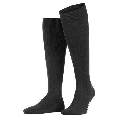 Falke Milano Knee-High Socks (elegant ribbed structure, cotton) anthracite grey Men - 1 Pair