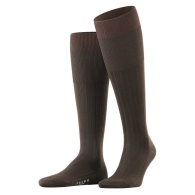 Falke Milano Knee-High Socks (elegant ribbed structure, cotton) brown Men - 1 Pair