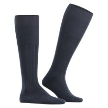 Falke Milano Knee-High Socks (elegant ribbed structure, cotton) navy blue Men - 1 Pair