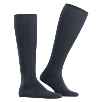 Falke Milano Knee-High Socks (elegant ribbed structure, cotton) navy blue Men - 1 Pair