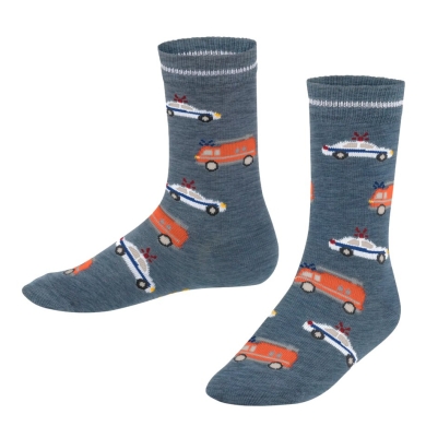 Falke Day Sock Police and Fire Cars (sustainable cotton) denim blue Children - 1 Pair