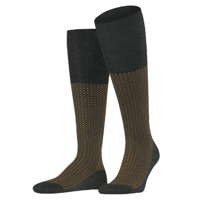 Falke Uptown Tie Knee-High Socks (Business Knee-High Socks, made of cotton) anthracite grey Men - 1 Pair