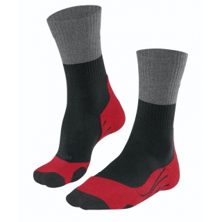 Falke Trekking Sock TK2 (Merino Wool, for light terrain) black/gray/red Men - 1 Pair